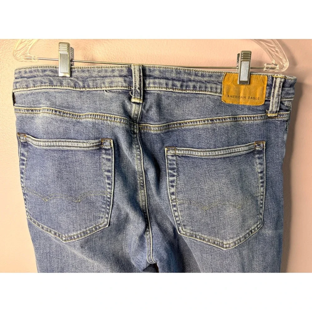 American Eagle Flex Mens 34x34 Medium Wash Straight Leg Denim Jeans Blue